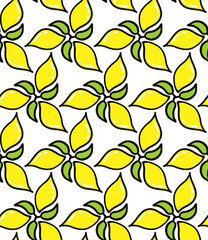 Lemons Seamless Pattern Yellow and Green Colors 