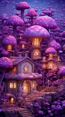 Obraz premium Enchanting Gnome Village with Little Mushroom Homes