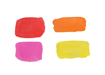 Abstract hand drawn brush strokes isolated on transparent background. paint elements for design, highlighting, scrapbooking. Watercolor texture with brush strokes, different color blobs