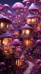 Enchanting Gnome Village with Little Mushroom Homes