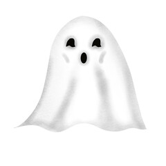 A little scary ghost, Halloween illustration, PNG.