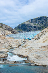 The Nigardsbreen Glacier, beautiful blue melting glacier in the Jostedalen National Park,  Norway