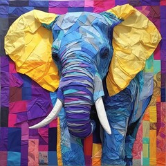 A Layered Paper and Silk Elephant Sculpture