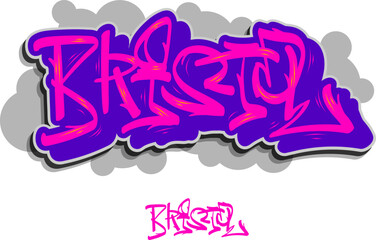 Bristol UK Graffiti Tagging Style Hand Lettering Vector