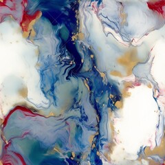 A Seamless Marble Ink Pattern in Red, White, and Blue