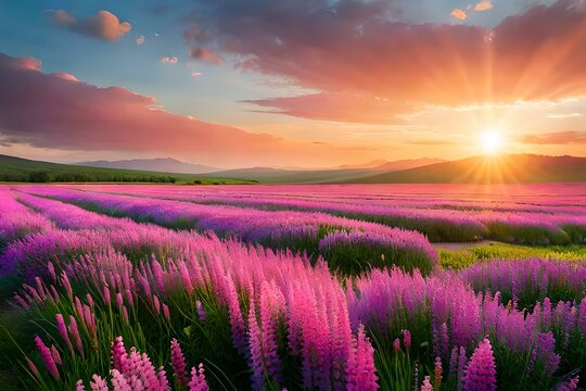 lavender field in sunset © Rimsha