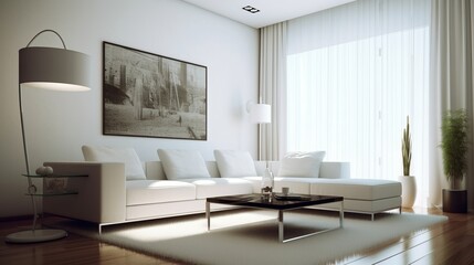 Fototapeta na wymiar Minimalism in a Stylish Living Room