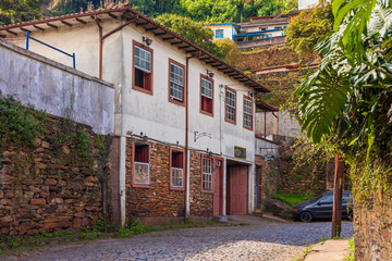 Fototapeta na wymiar Typical houses in the city of Ouro Preto