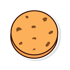 Isolated colored chocolate chip cookie sticker icon Vector