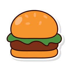 Isolated colored burger sticker icon Vector
