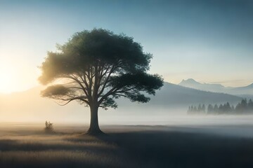 misty morning sunrisegenerated by AI technology 