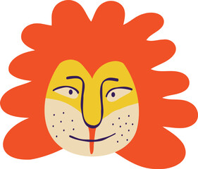 Naklejka premium Fancy cute baby lion. Cute character, Illustration in modern childish hand drawn style