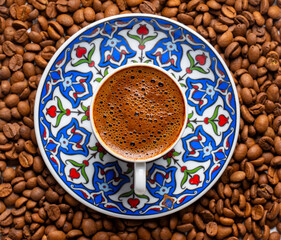 Traditional delicious Turkish coffee or Greek coffee - obrazy, fototapety, plakaty