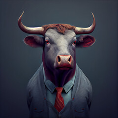 A Bull wearing clothes like a Boss Art