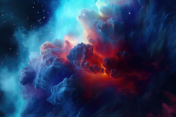 Nebula night starry sky in rainbow colors. Multicolor outer space. Generative AI