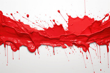 Red paint splash area with white background. Generative AI