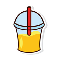 Isolated colored cold drink sticker icon Vector