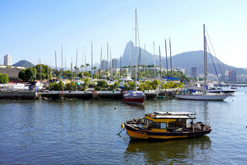 Fototapeta na wymiar Rio de Janeiro with yachtes and boats in Guanabara Bay, Rio de Janeiro, Brazil