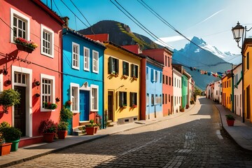 Naklejka na ściany i meble street in the colorful town