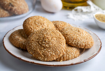 Cookies made with cookie molds named kombe. Traditional local foods of Antakya.