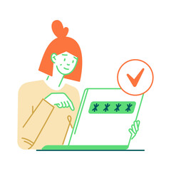 woman successfully entered password