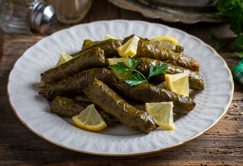 Traditional delicious Turkish foods; stuffed leaves (yaprak sarmasi)