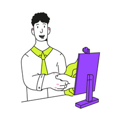 Man attending online business meeting