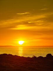 Sunrise over sea. Morning seascape.