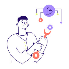 man sets up bitcoin mining