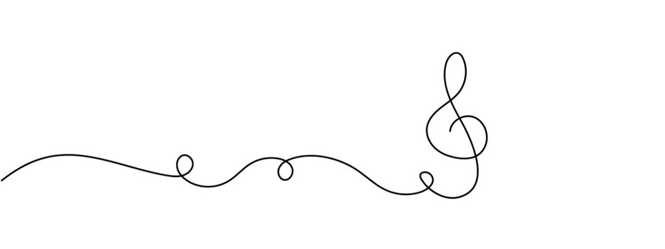 Music sign continuous one line drawing of G key symbol minimalism design