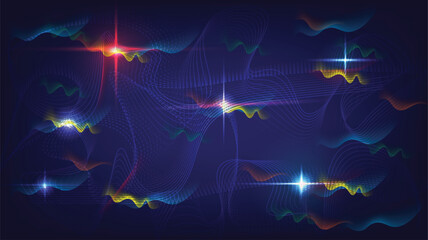 Grid of vector abstract graphic light patterns.Digital frequency Curved wavy line,smooth stripe. modern background and modern neon waves style.