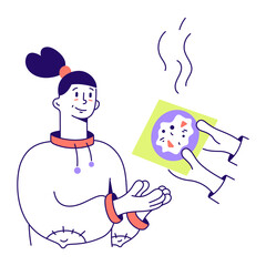 woman had delicious pizza delivered