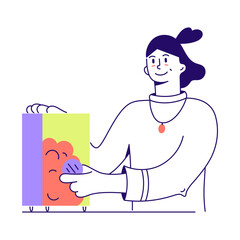 woman puting coin in safe