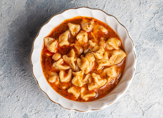 Traditional delicious Turkish food; ring soup (Turkish name; Yuksuk corbasi or yuzuk corbasi)