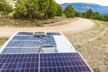 Roof of camper vehicle with solar panels