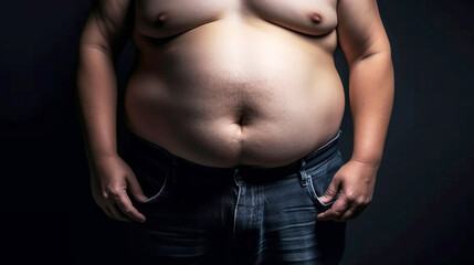 Naklejka premium overweight man belly fat
