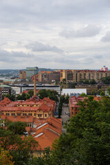 Fototapeta na wymiar Beautiful view of Gothenburg city from above the hill.