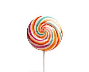 Colorful spiral lollipop on a white background. Generative AI