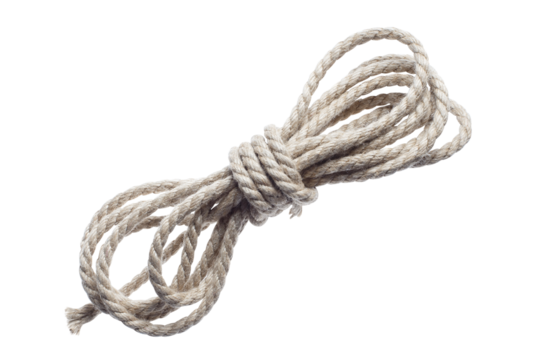 Roll of thin natural rope, cut out