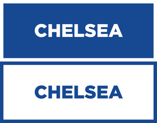 Chelsea typography, blue and white color