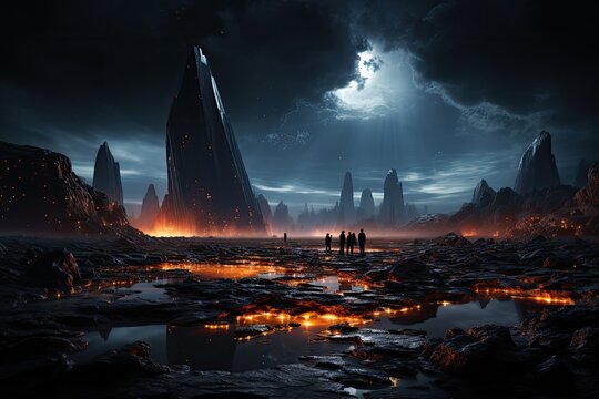  A meteorite in deep space. Generative AI.