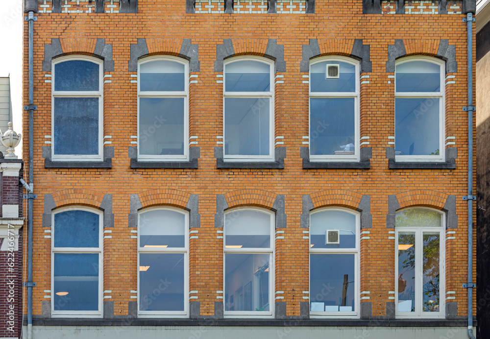 Poster Windows Yellow Bricks Building Amsterdam