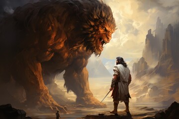 A Test of Faith and Courage: David's Miraculous Triumph over Goliath in the Unforgettable Bible Story Generative AI