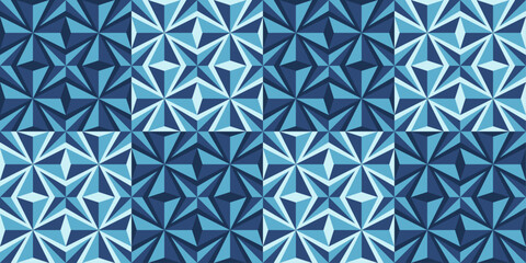 Blue four-point patterns. For print and seamless surfaces, design, interior, textiles, pillows, wallpapers.