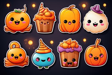 halloween candy stickers. ai generative