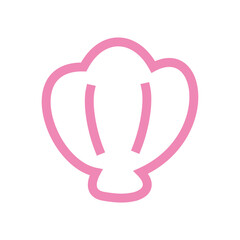 Cute clamp decorative icon illustration design graphic flat style pink color. Simple shell symbol in flat shape.