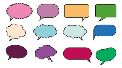Set of colorful comic speech bubbles. Vector illustration in flat style. Set of colorful speech bubbles in flat style isolated on white background.