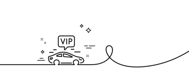 Obraz premium Vip transfer line icon. Continuous one line with curl. Very important person transport sign. Luxury taxi symbol. Vip transfer single outline ribbon. Loop curve pattern. Vector