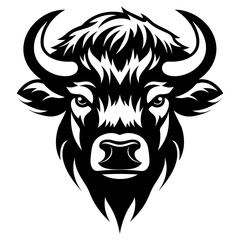 Bison head face black silhouette outline logo svg vector © mr_marcom