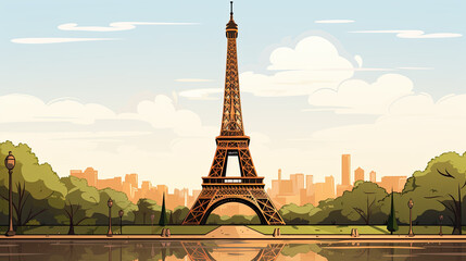 Obraz premium creative illustration of the eiffel tower in paris in france. Generative AI